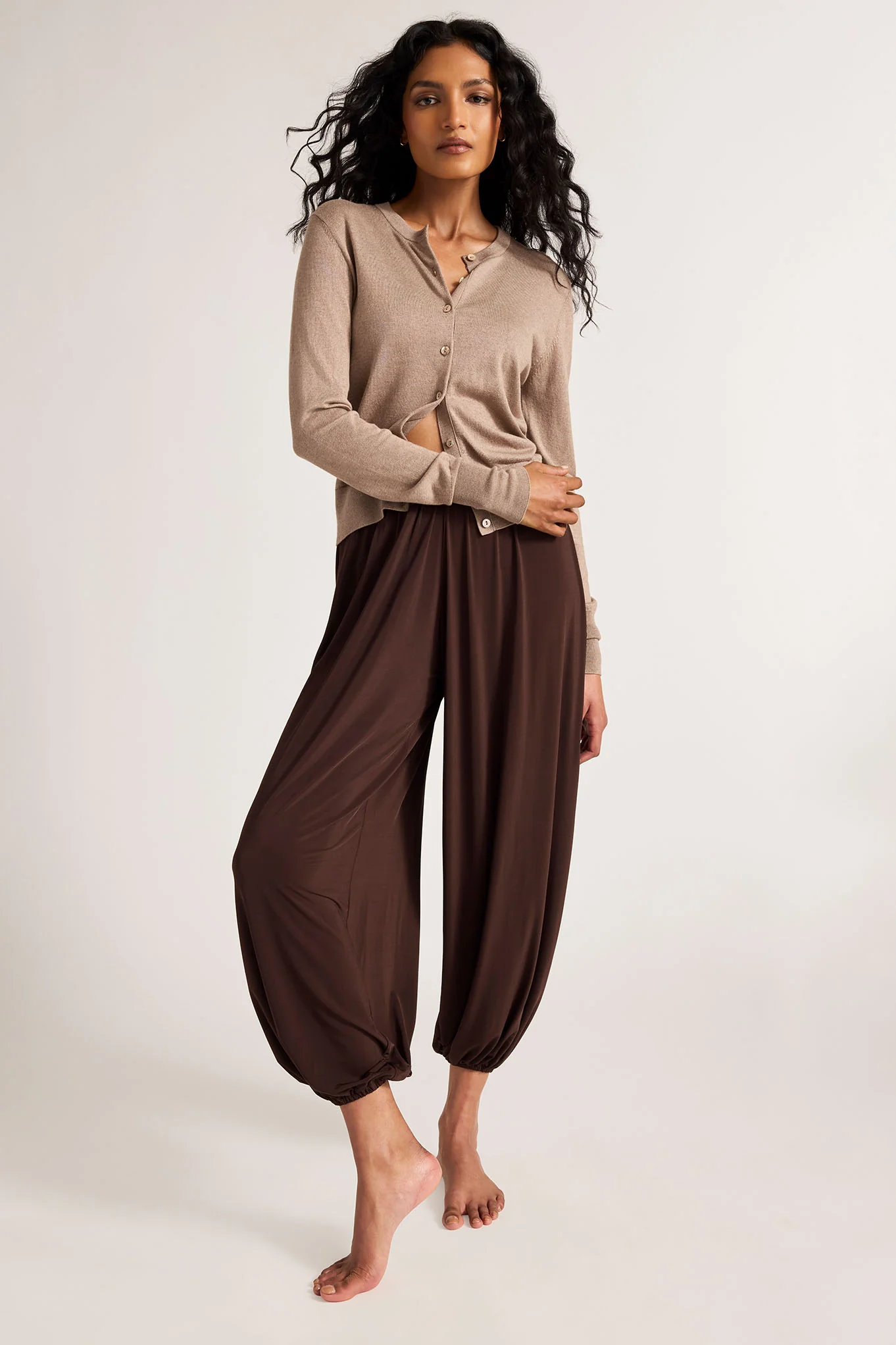 Slink Draped Pant in Espresso - Image 6