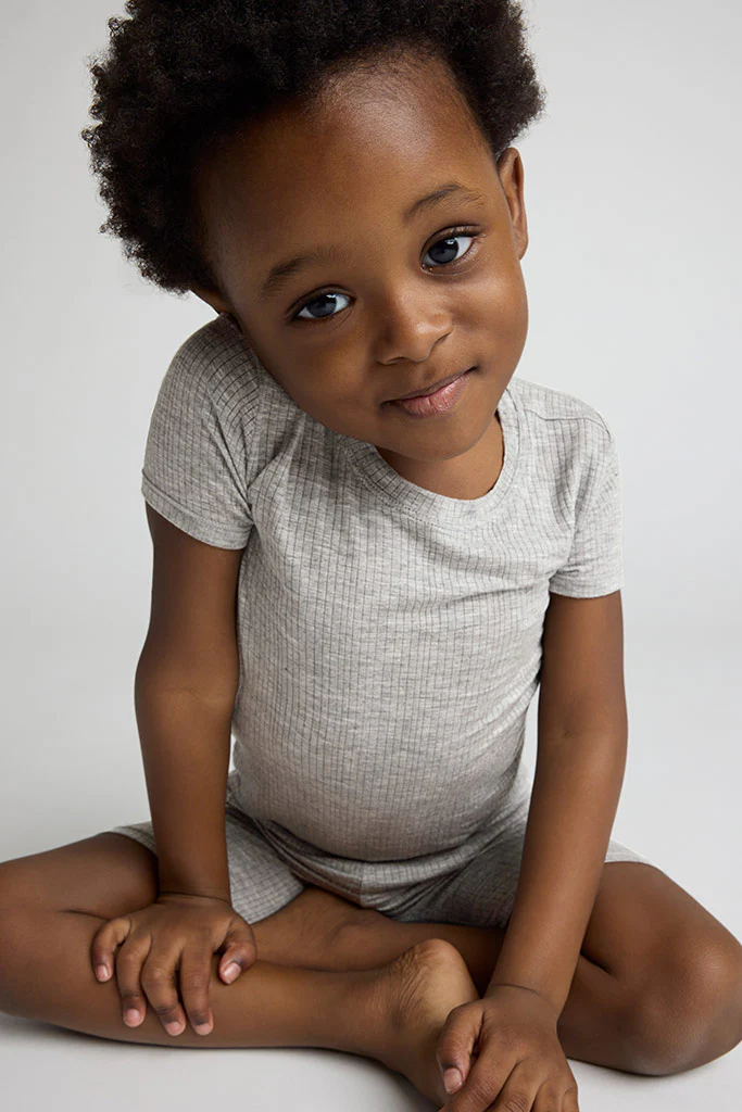 My Mini Tee + Short Set in Heather Grey - Image 2