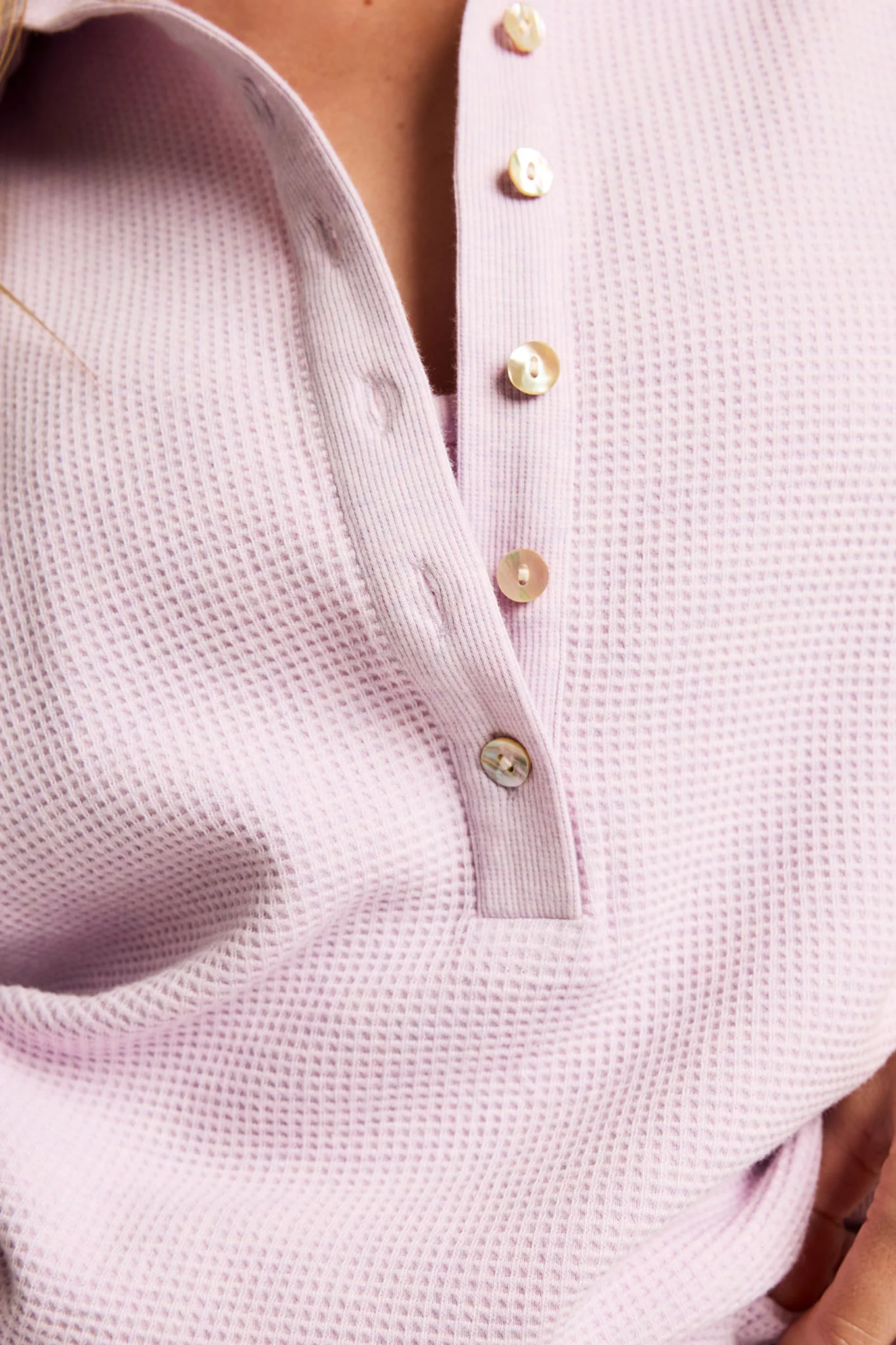 Waffle Knit Pullover in Lilac - Image 2