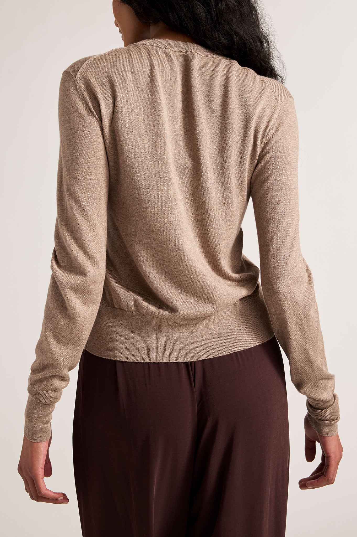 Silk Cashmere Cardi in Mink - Image 4