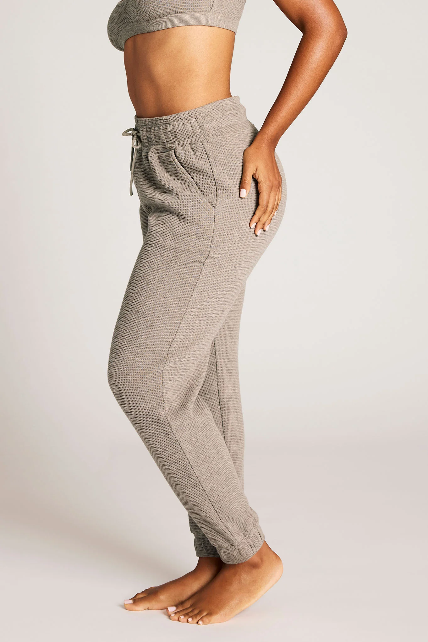 Waffle Knit Jogger in Mink - Image 2