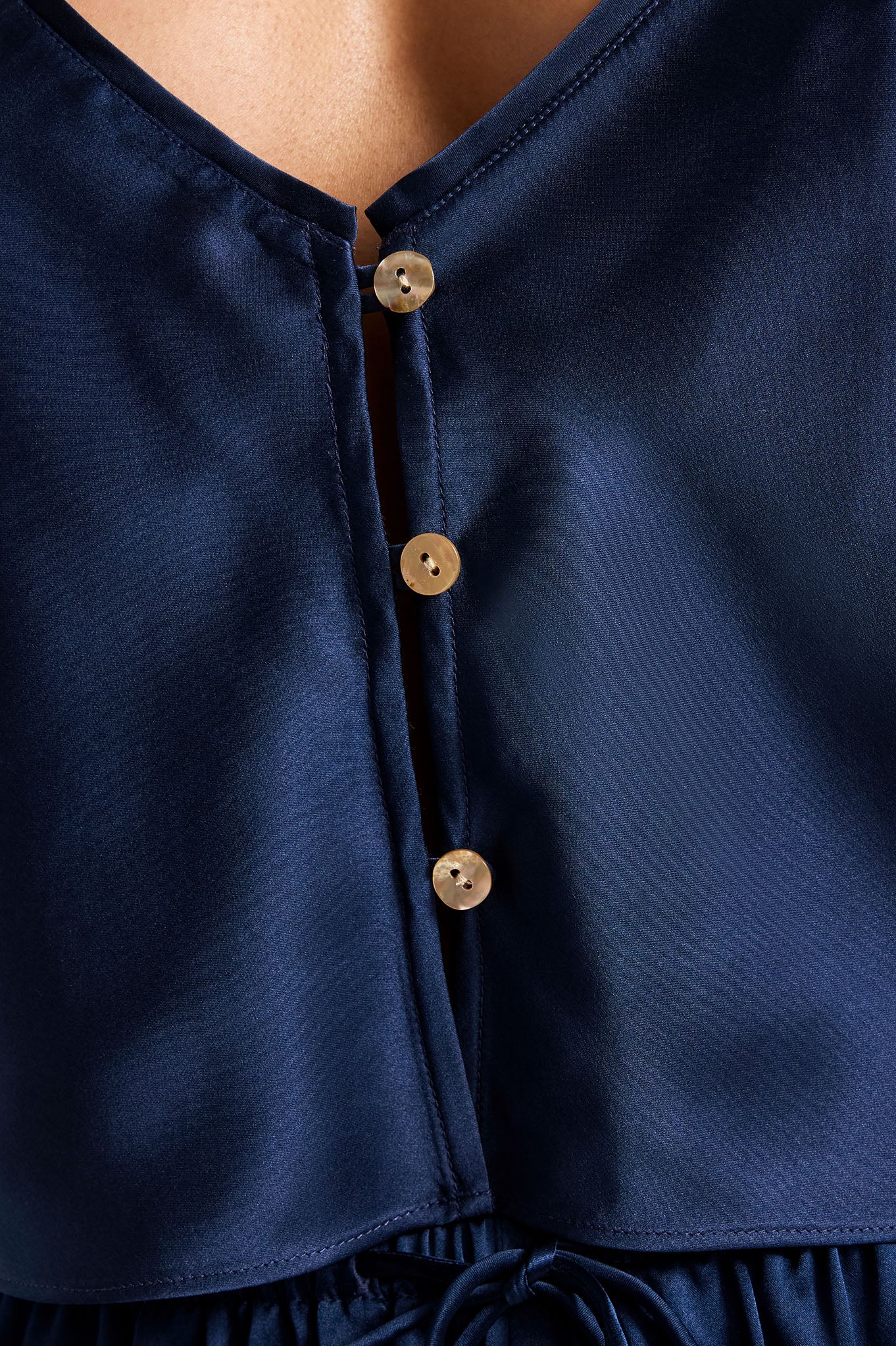 Eclipse Washable Silk Button Cami in Navy - Image 3