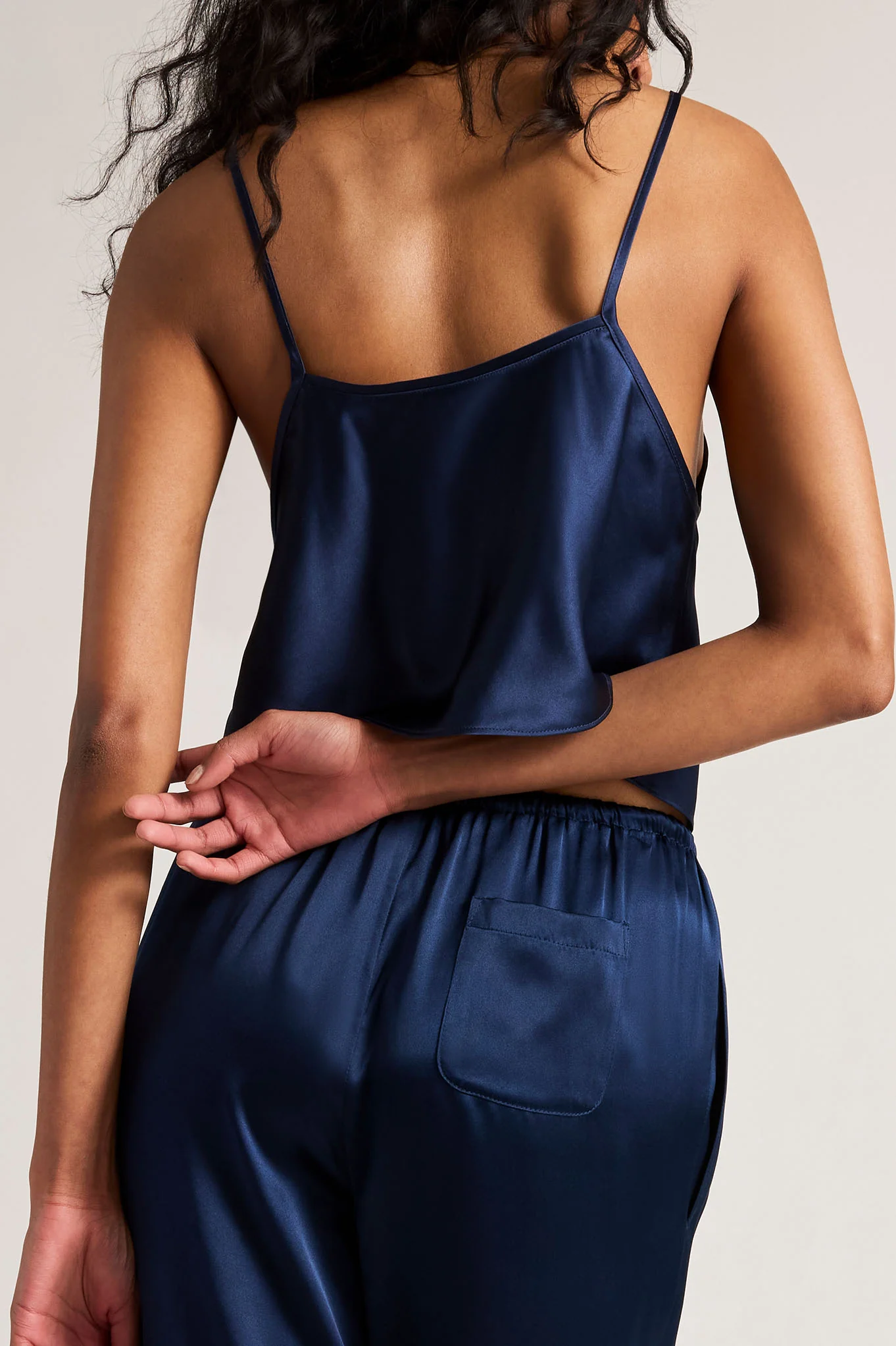Eclipse Washable Silk Button Cami in Navy - Image 4