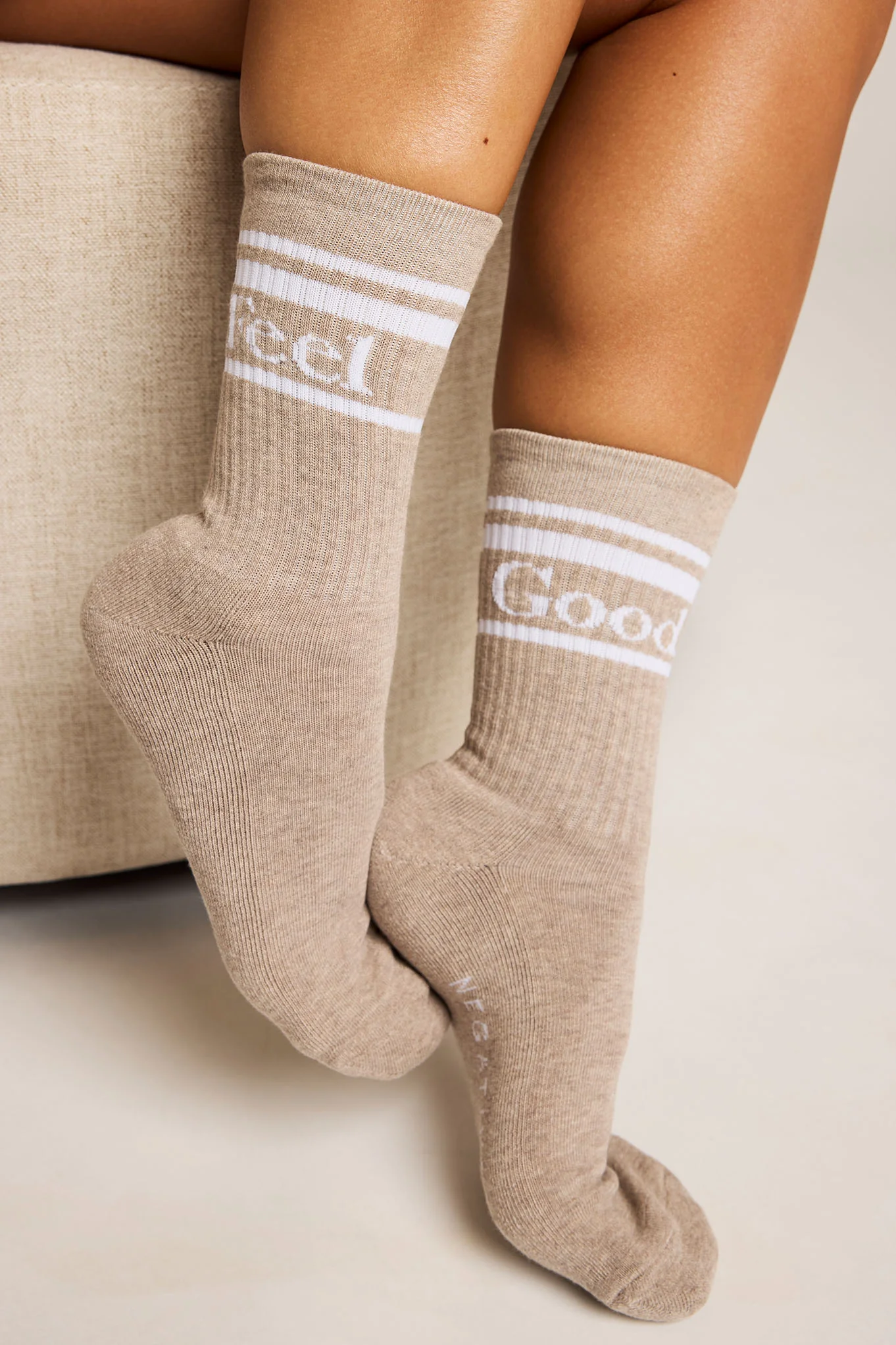 Feel Good Varsity Sock Trio in Toast (Pack) - Image 3