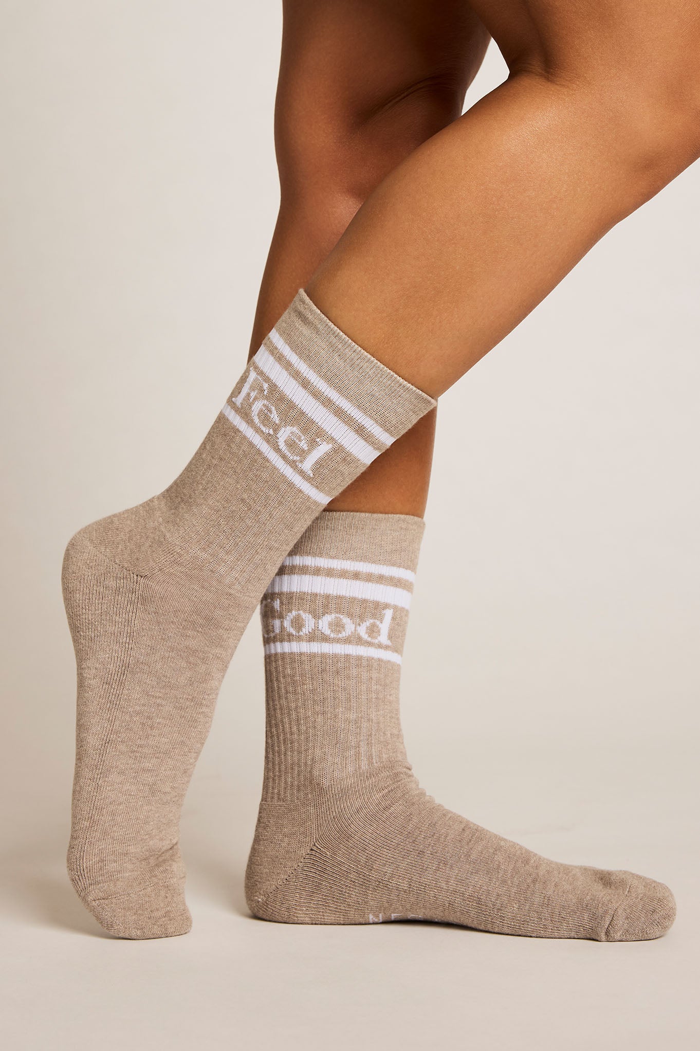 Feel Good Varsity Sock Trio in Toast (Pack) - Image 4